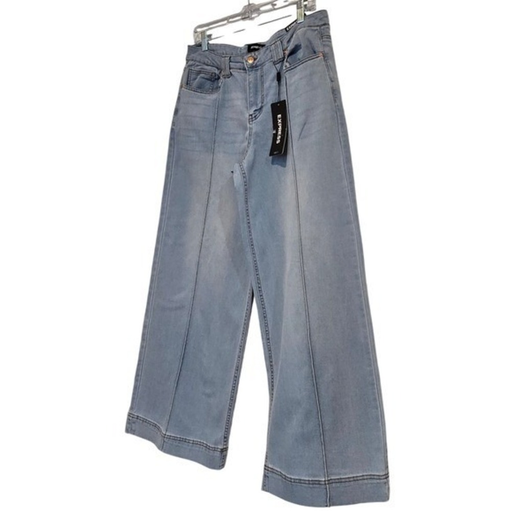 NWT Express Wide Leg Mid Rise Light Wash Jeans Women's Size 8
